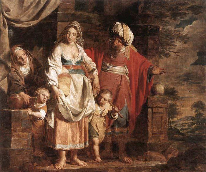 VERHAGHEN, Pieter Jozef Hagar and Ishmael Banished by Abraham Sweden oil painting art